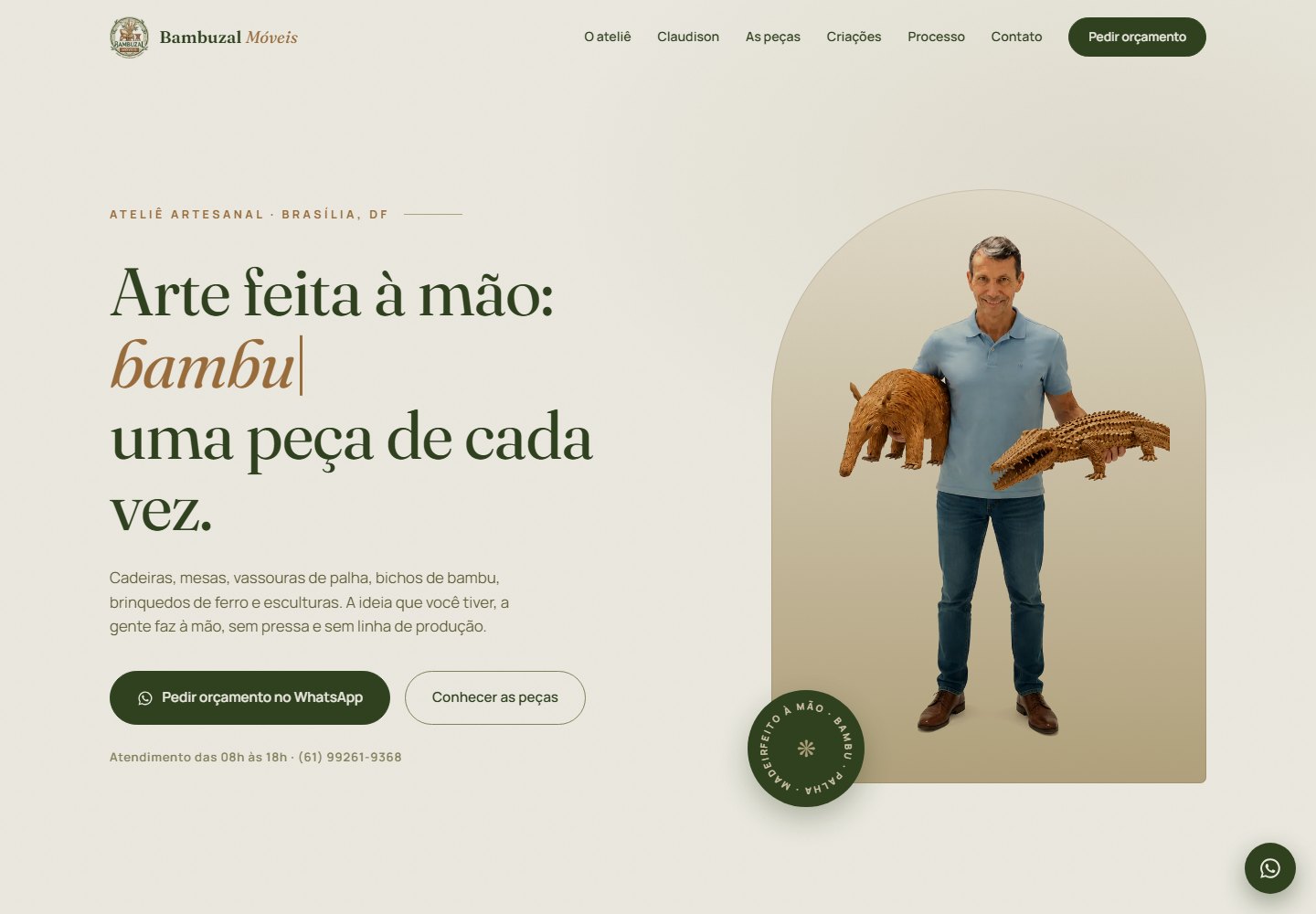 Site do ateliê Bambuzal Móveis