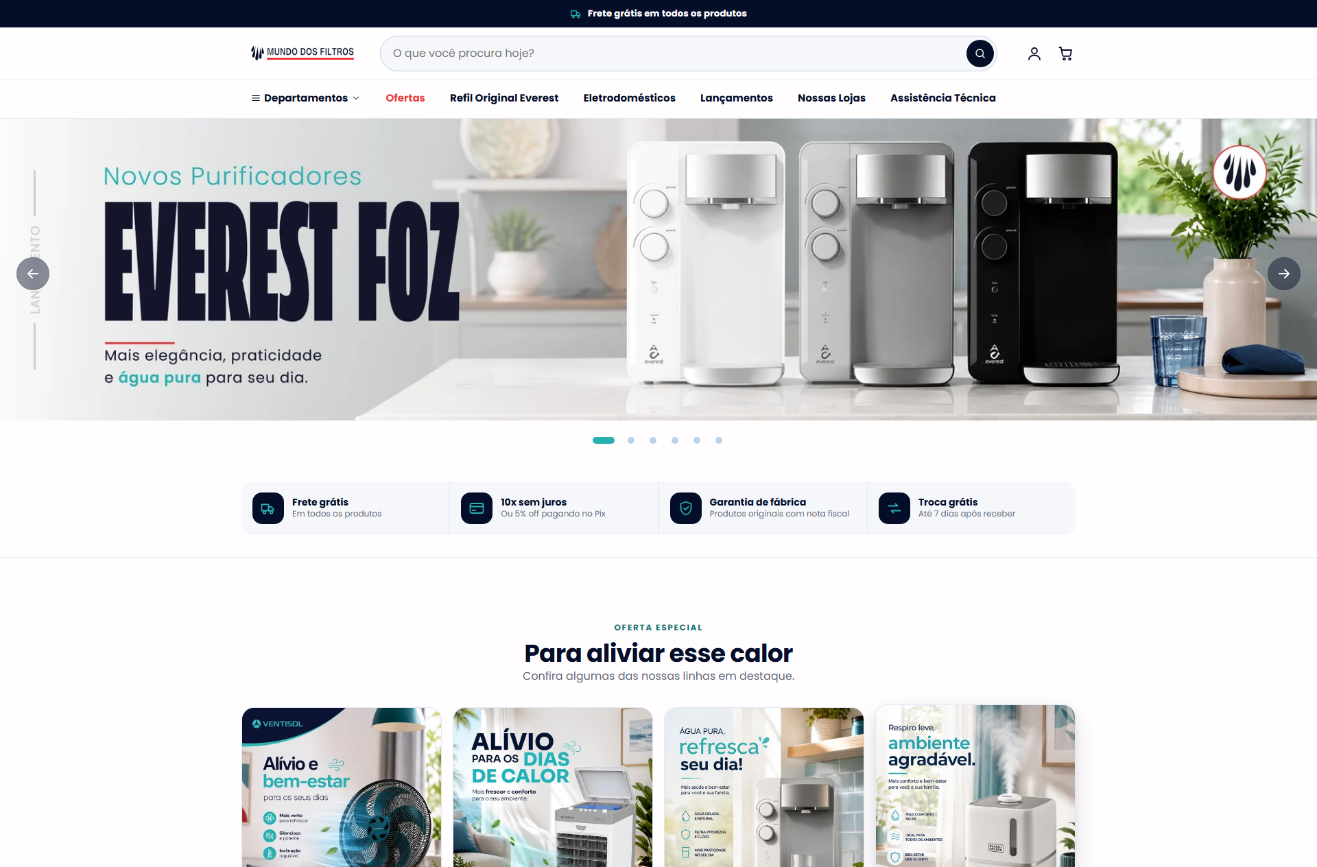 Loja virtual Mundo dos Filtros desenvolvida em Shopify